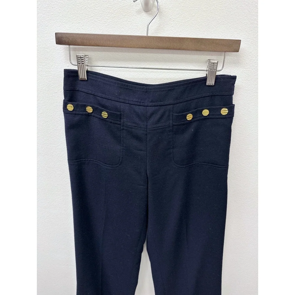 Tory Burch Wool Sailor Style Wide Leg‎ Pants Navy 2